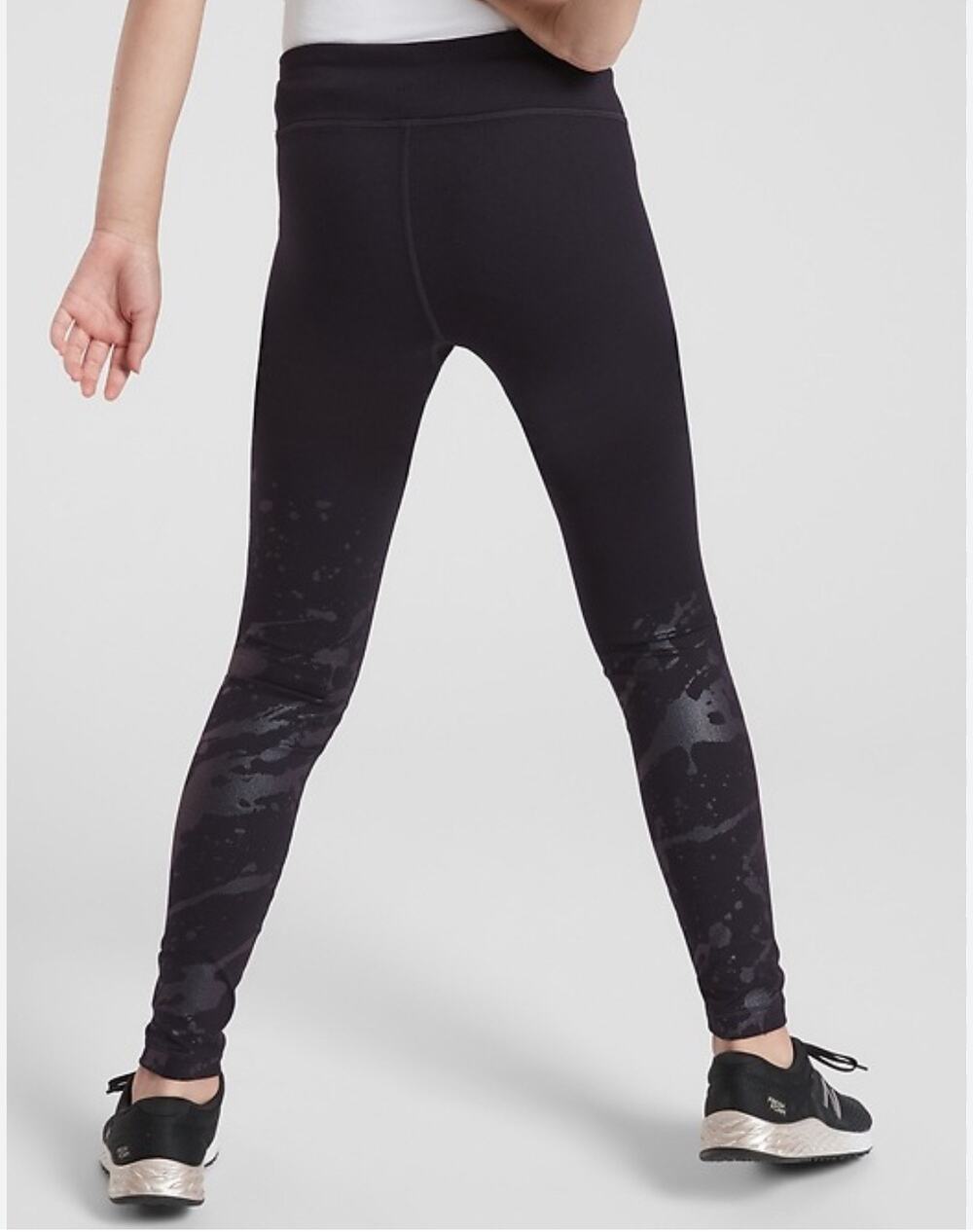 Athleta Girl Black Matte Graphic Speed of Light Tight Full Length Leggings